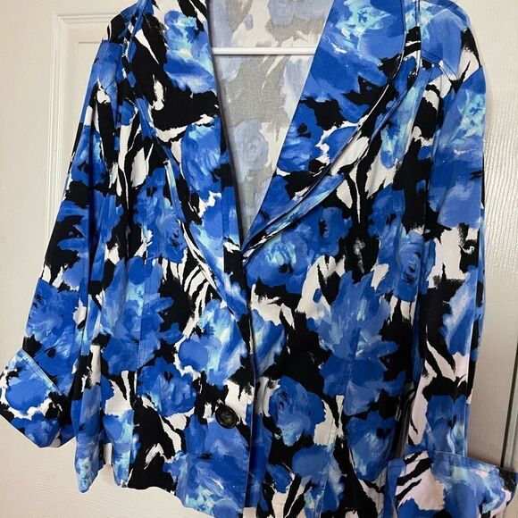 Toni Morgan multi water color half sleeve blazer double collar size 3X - Picture 2 of 11